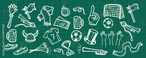 Football Fan Hand Drawn Sports Doodles Collection Vector Set