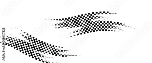 Tableau sur toile Grunge racing flag pattern with a distressed texture in black and white