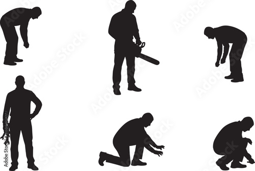 Foto Worker Silhouette Collection Featuring Cleaning Maintenance Landscaping and Manu