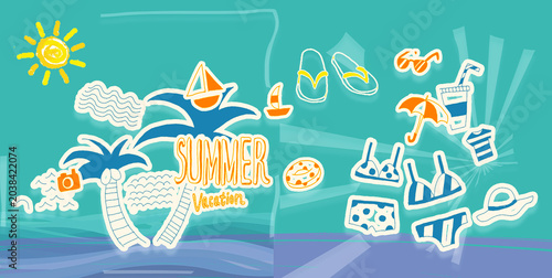 Set Summer beach
