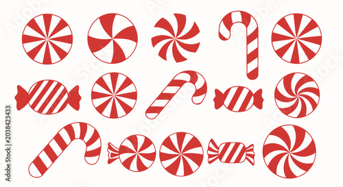 Foto Christmas Candy Collection: Peppermint Swirl Candies and Candy Canes