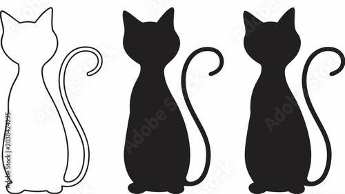 Black and white cat silhouettes