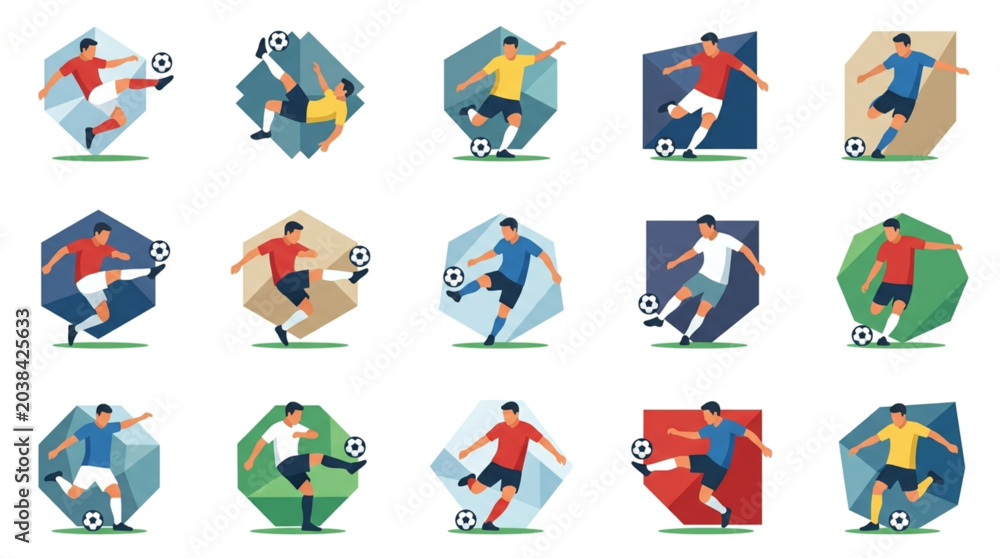 Fototapeta premium Collection of Soccer Players in Action Poses.