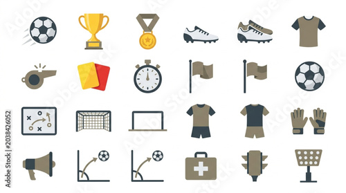 Tableau sur toile Collection of Soccer Sports Equipment and Icons.