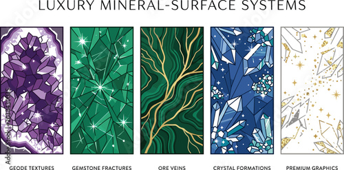 Foto Luxury mineral surface texture vector collection featuring geode patterns gemsto
