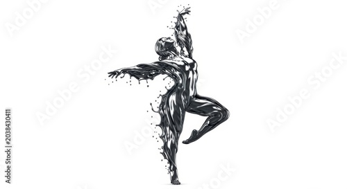 Dancer in Motion with Liquid Silver Figure