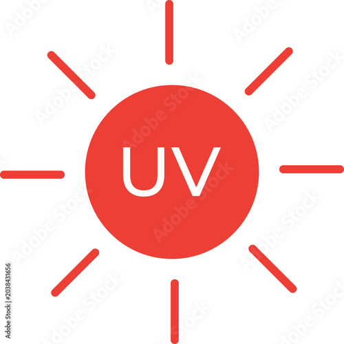 UV protection sun icon for ultraviolet warning sunscreen and skin care concepts