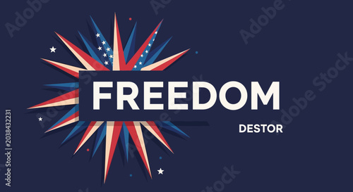Photos Freedom Starburst with American Flag Colors and Text