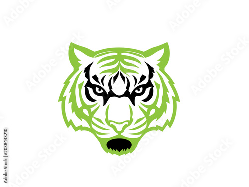 tiger head vector illustration logo design wild animal mascot black tribal style feline power emblem