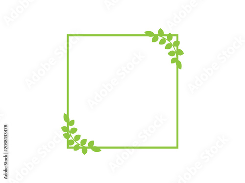 Green floral leaf frame vector design for nature card background