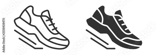 Schilderij op canvas Running shoe icon collection, fitness footwear and sport symbols on transparent