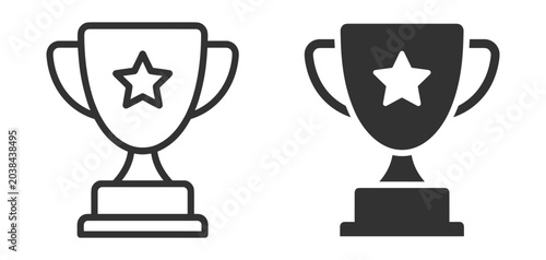 Trophy award icon collection, achievement and winner symbols on transparent background