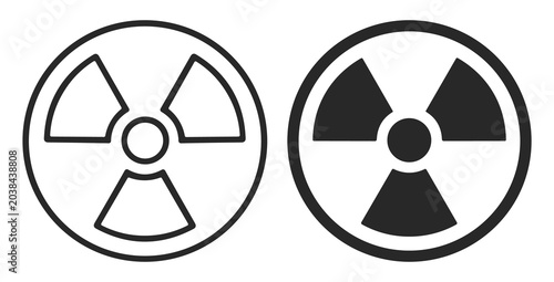 Obraz na płótnie Set of two radiation hazard symbols in black and white, representing radioactive