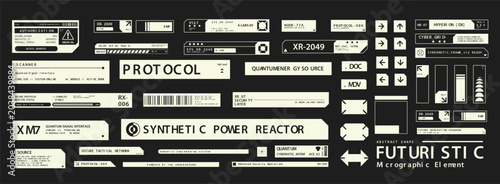 Set of Micrographic element Futuristic UI Cyber Futuristic technology Collection