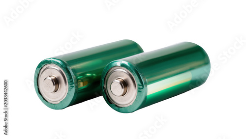 Two green AA batteries side by side