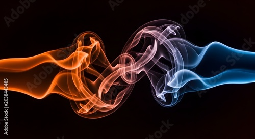 Smoke swirling in orange blue colors.