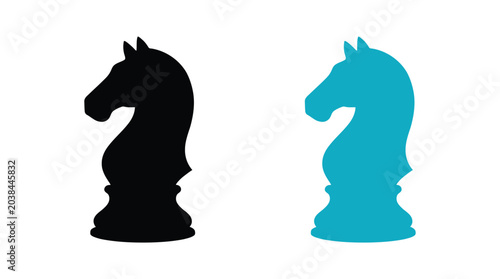 Canvastavla Black knight chess piece silhouette on a white background