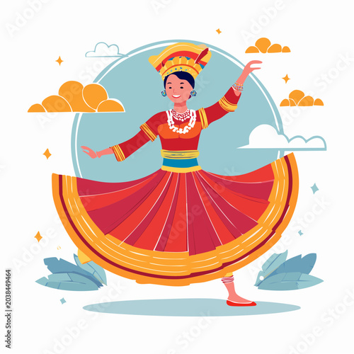 Woman in Traditional Dress Dancing