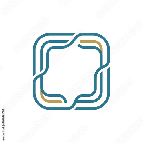 Abstract geometric logo design with flowing lines.