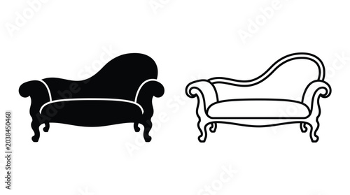 Foto Sofa Silhouette And Outline On White Background