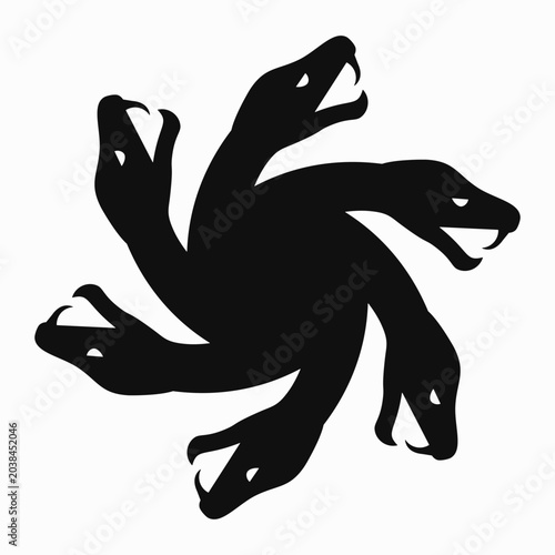 Six Revolving Snake Heads Silhouette Icon