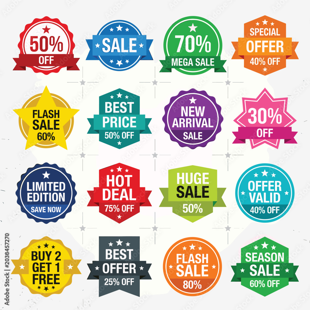Fototapeta premium Discount Sale Labels With Ribbon With Star
