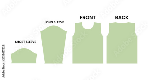 Solid light green apparel sewing pattern vector layout template