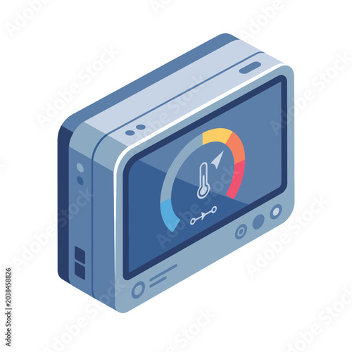 Flat Illustration of Smart Home Digital Thermostat Control