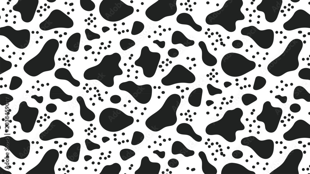 Fototapeta premium Black and White Seamless Dalmatian Pattern. Animal Skin Pattern Background