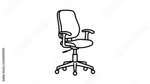 Canvas Print Minimalist black and white line drawing of a professional office swivel chair