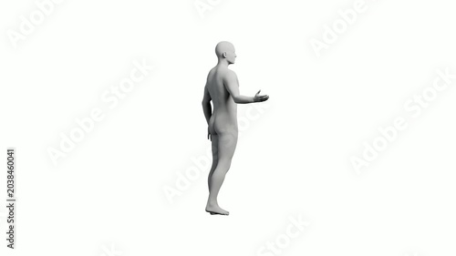 Mannequin gesturing in white studio