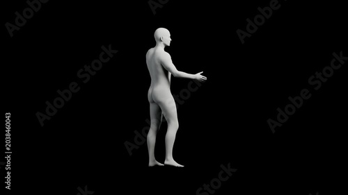 3D mannequin standing in black studio