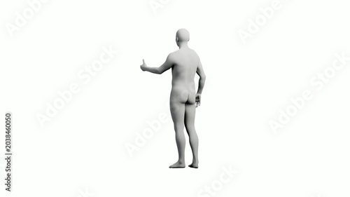 3D mannequin gesturing confidently in white studio