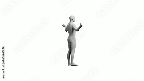 Mannequin figure with arms outstretched on white background