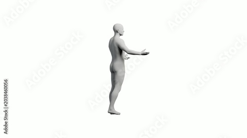 3D mannequin figure standing on white background