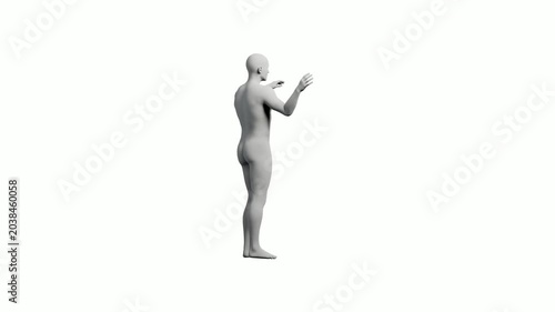 Mannequin with arms outstretched against white backdrop