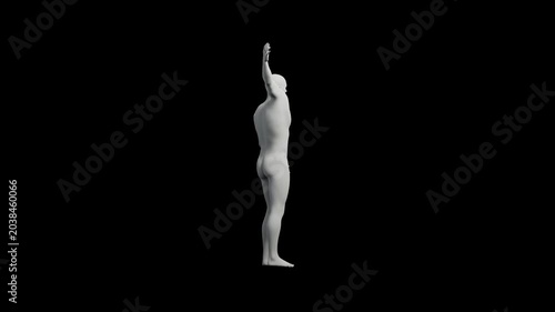 Mannequin gesturing confidently against black background