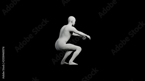 Mannequin squatting rear view