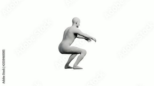 Mannequin squatting rear view