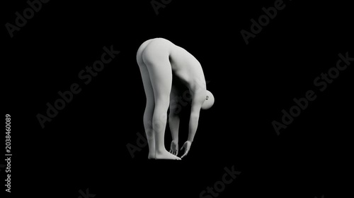 Mannequin bending over in front view