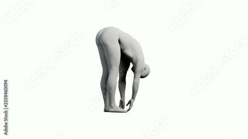 Mannequin bending over in front view