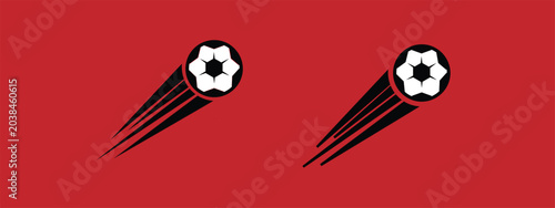 Dynamic soccer balls motion concept, kinetic energy effect