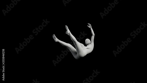 Determined figure model reaching upward