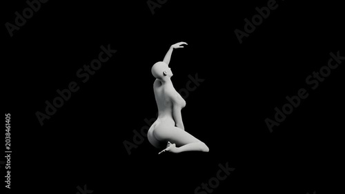 3D render of confident figure model reaching upward