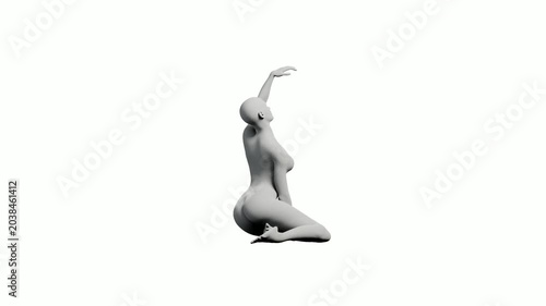 3D render of confident figure model reaching upward