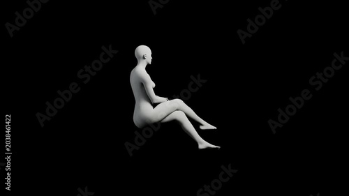 3D mannequin standing on black background