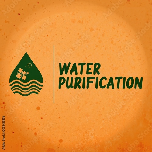 water purification logo with a green drop