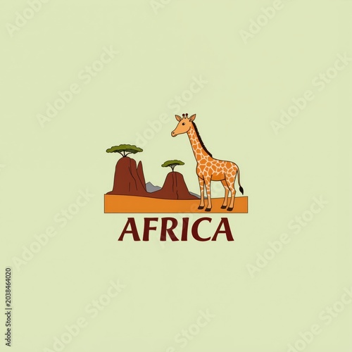 africa logo with giraffe and trees