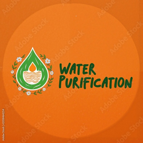 water purification logo with an orange background