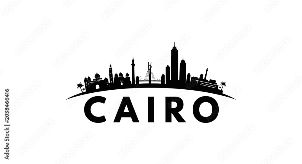 Fototapeta premium Iconic Cairo Skyline Silhouette with Famous Architecture and City Elements